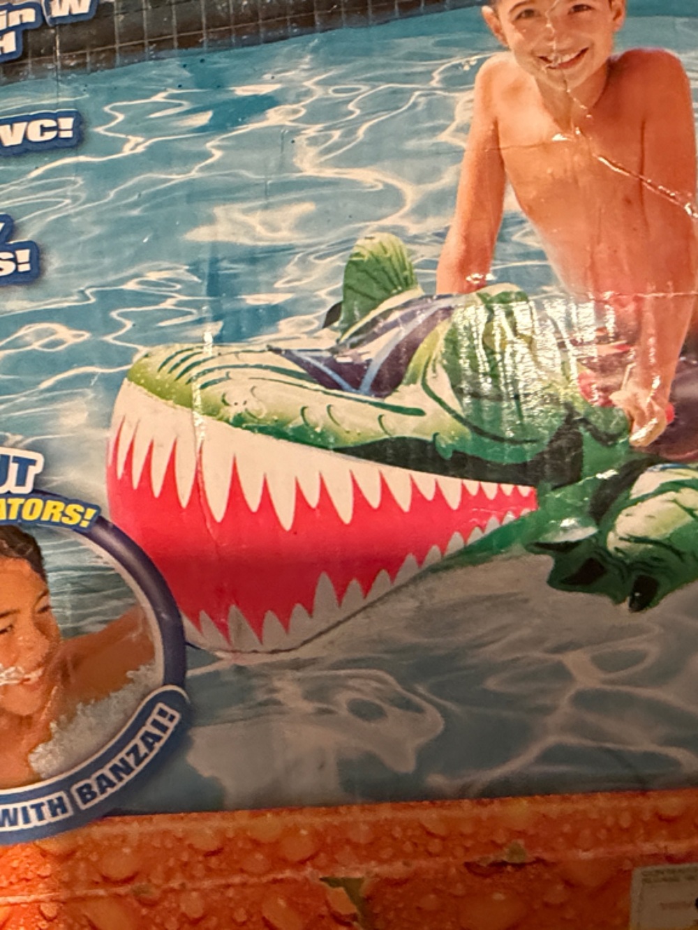 Inflatable Green & Pink Alligator Ride-On Pool Toy
